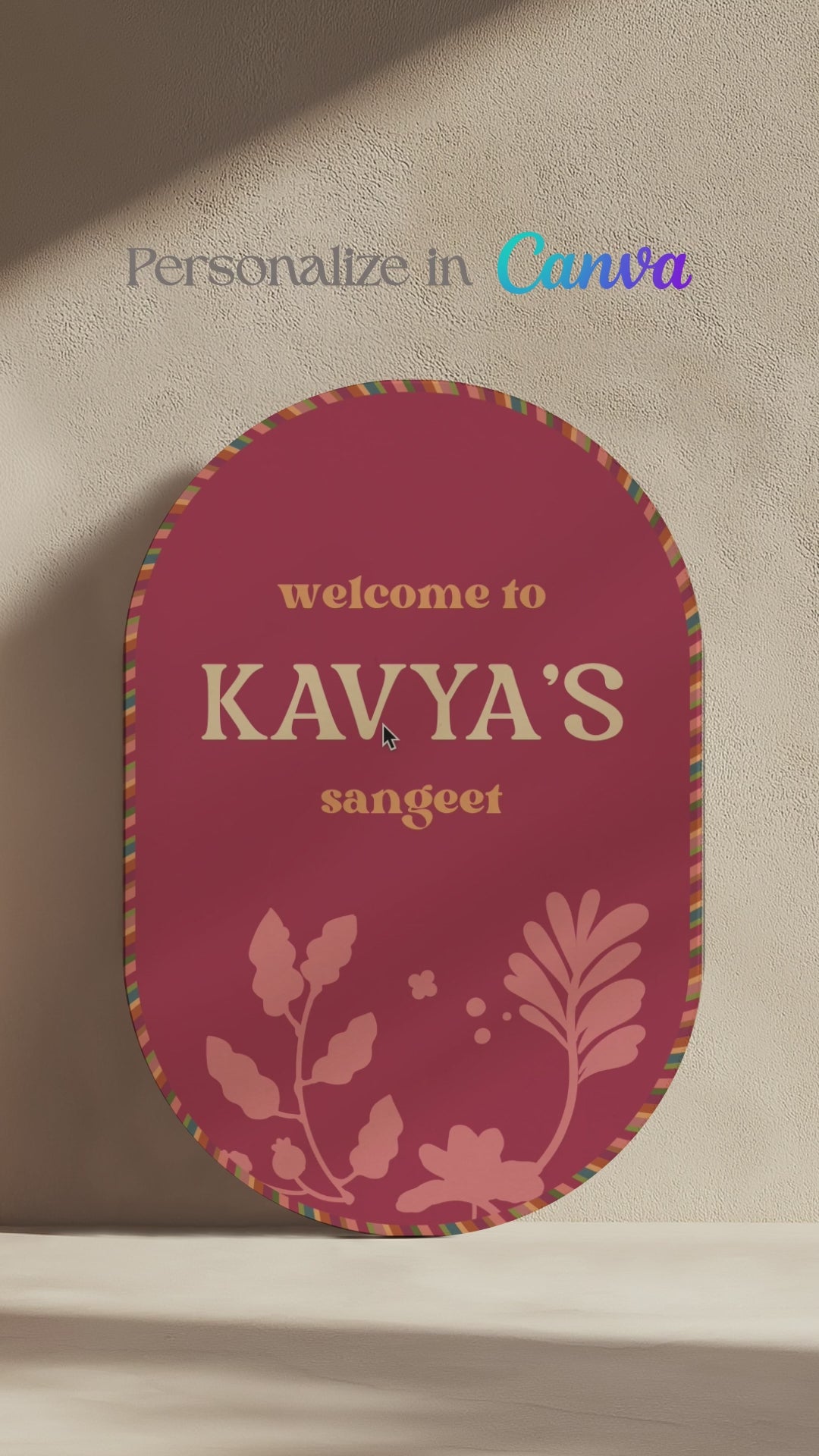 Oval Blockprint Floral Sign