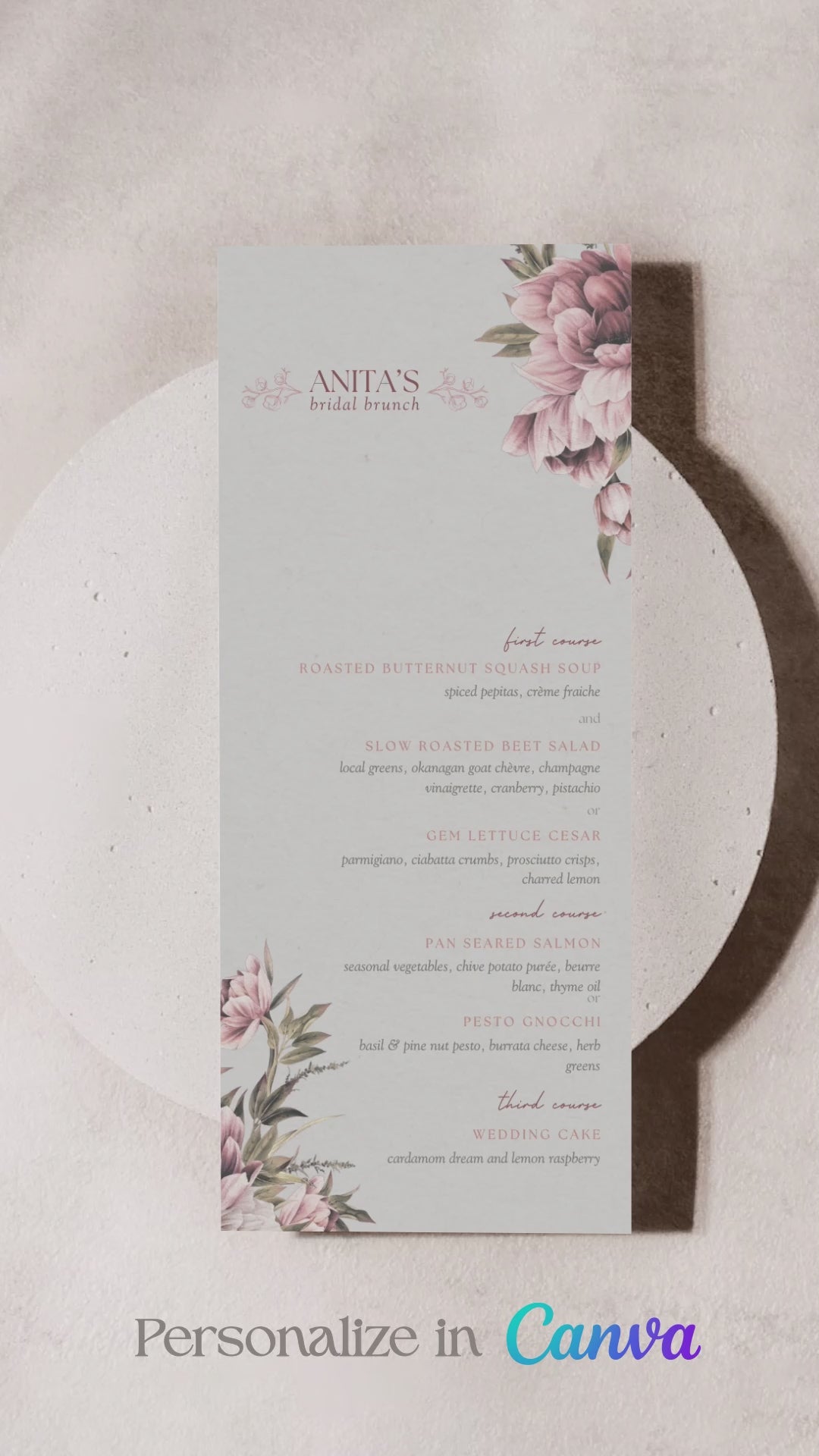 Watercolour Floral Menu