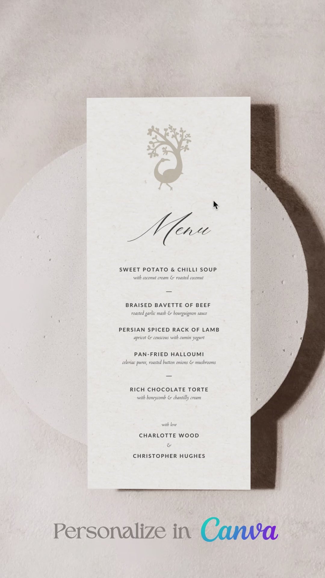 Peacock Menu
