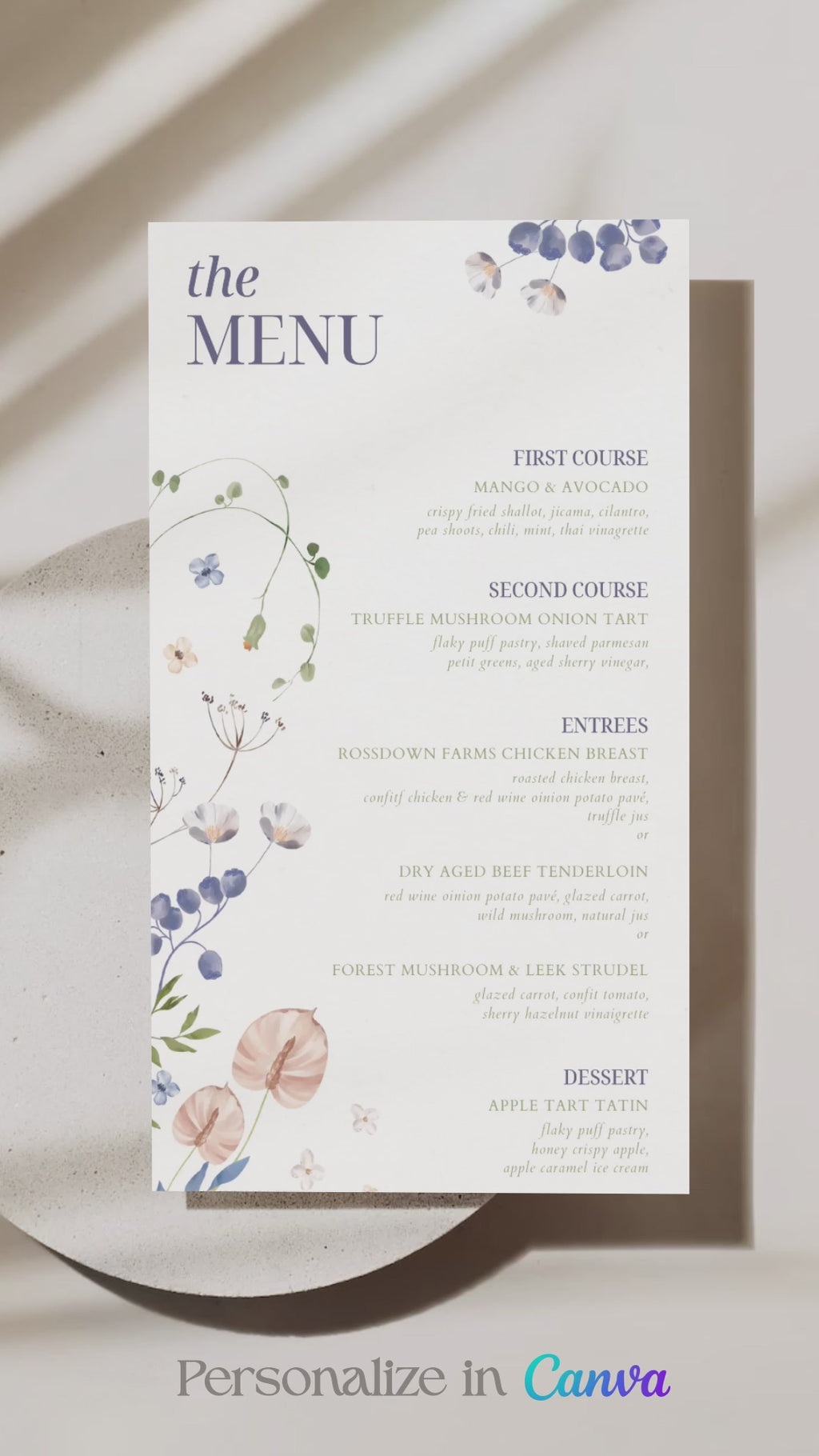 Floral Menu