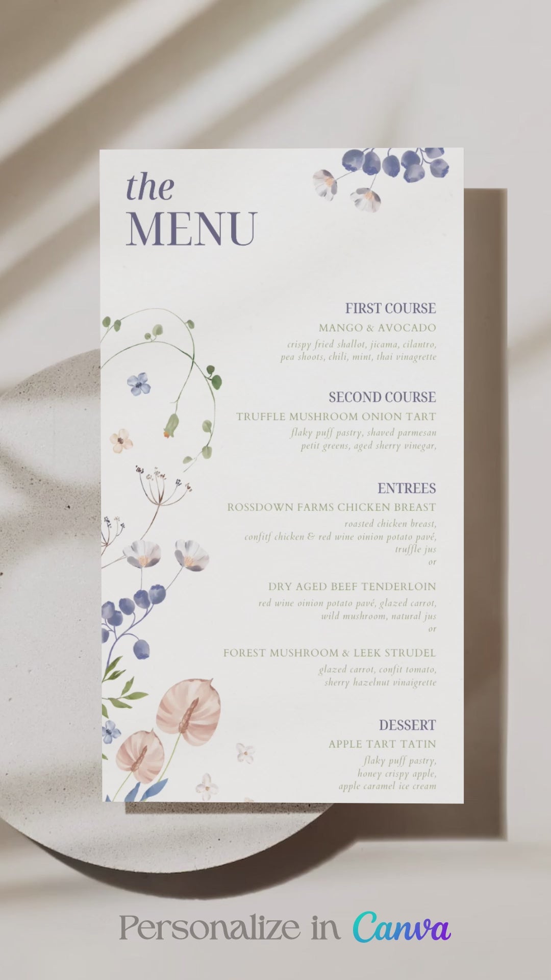 Floral Menu