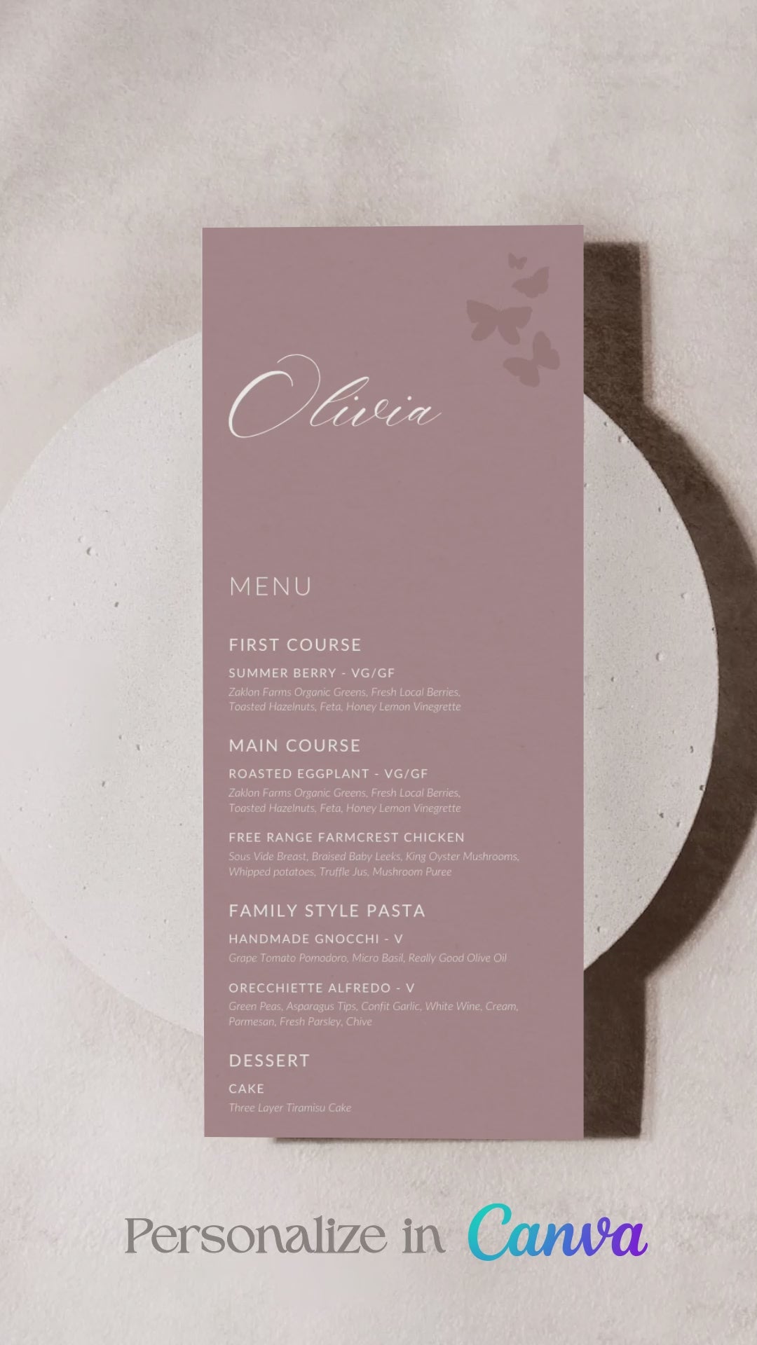 Butterfly Menu
