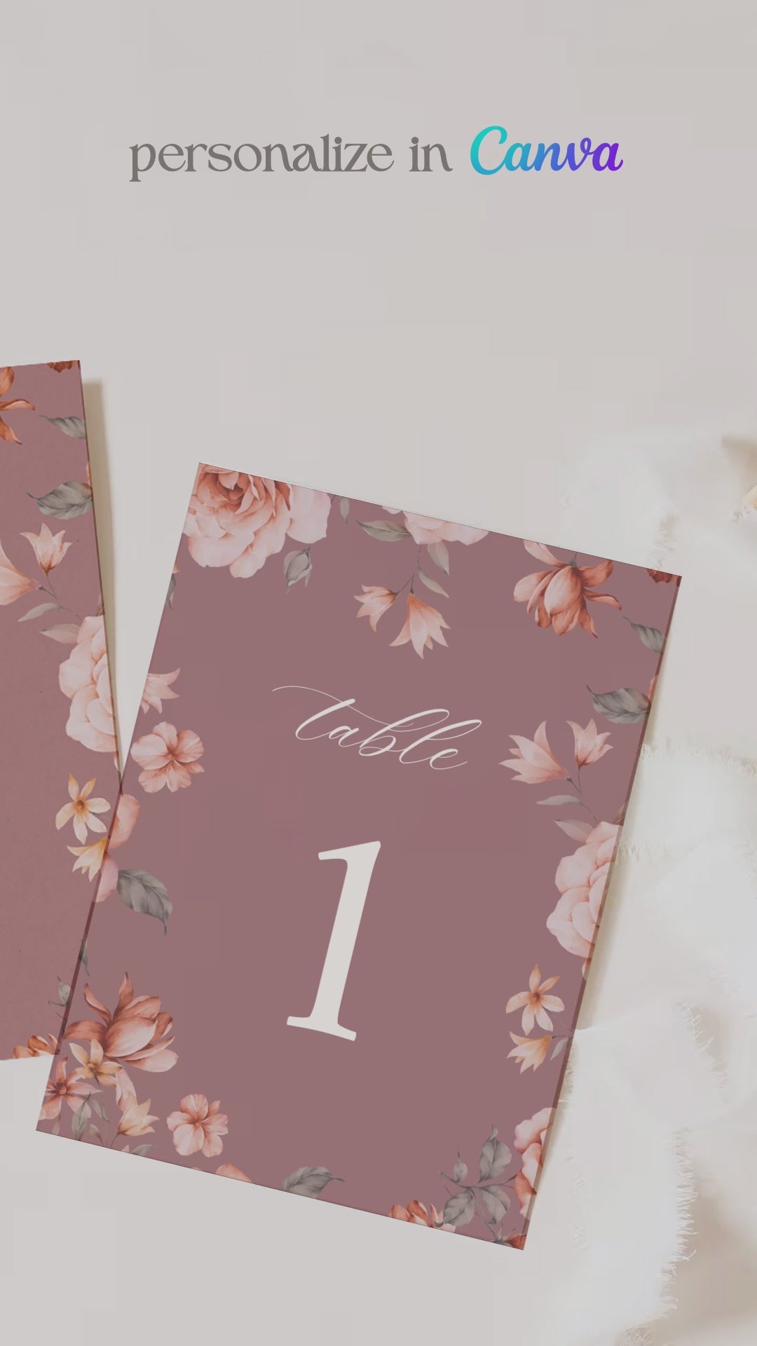 Floral Wedding Table Numbers. Event Table Numbers. Shades of Mauve, orange and beige. Orange roses. Baby Shower. Indian Wedding. Birthday and Celebration. Engagement Stationery. Wedding Stationery. DIY Stationery. Digital Download. Canva. Indian Weddings. Reception. Personalize. Customize. Anand Karaj, Mehndi, Sangeet, Haldi