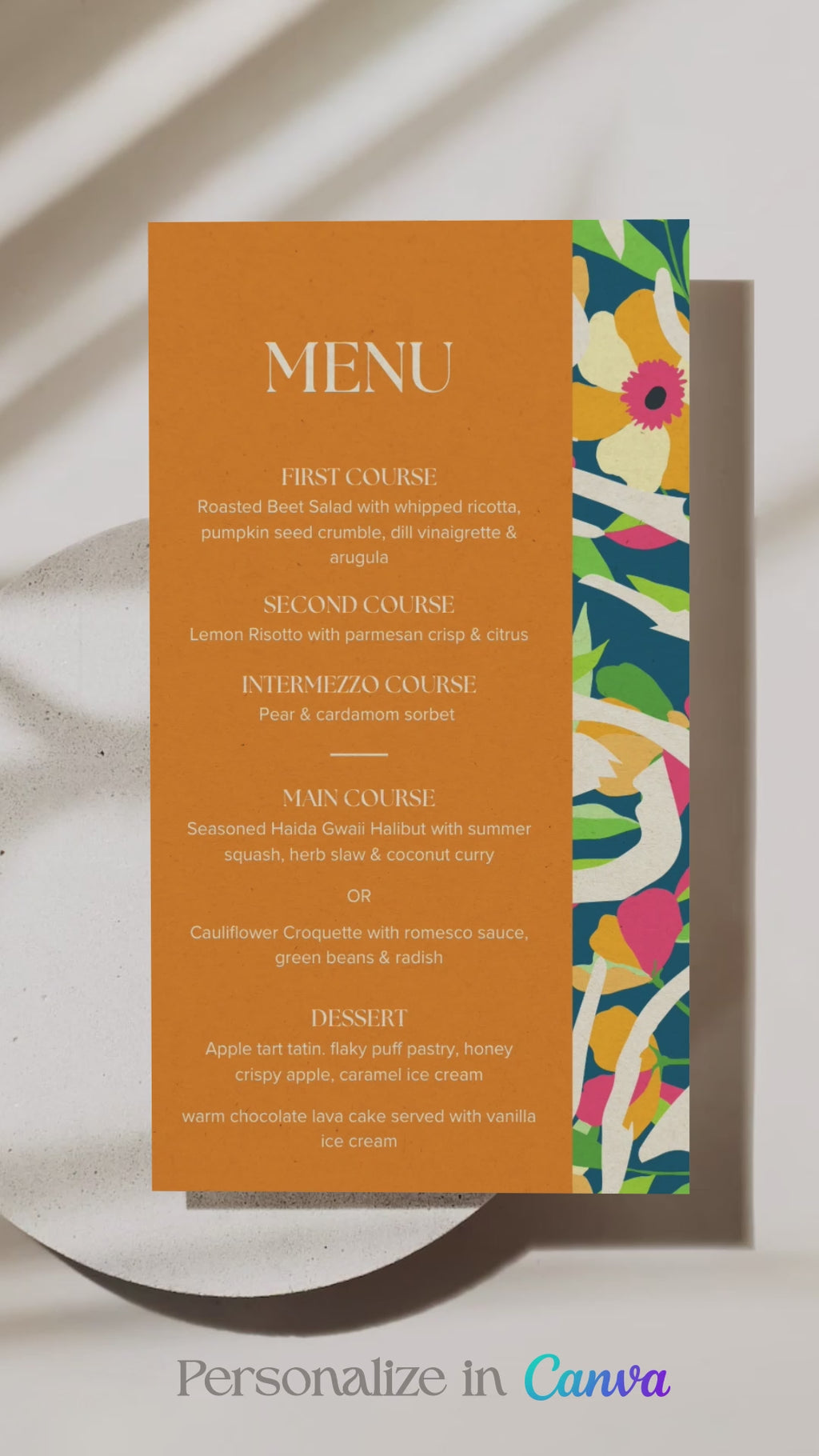 Colourful Floral Menu