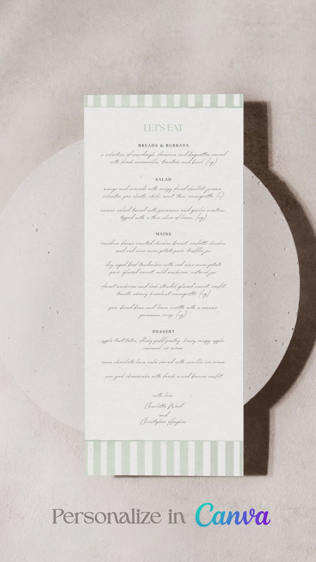 Striped Menu