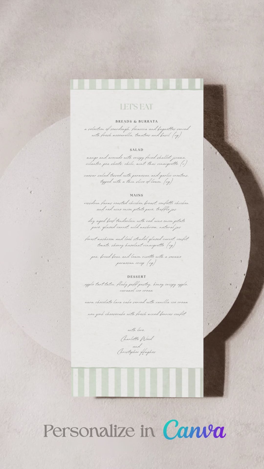 Striped Menu