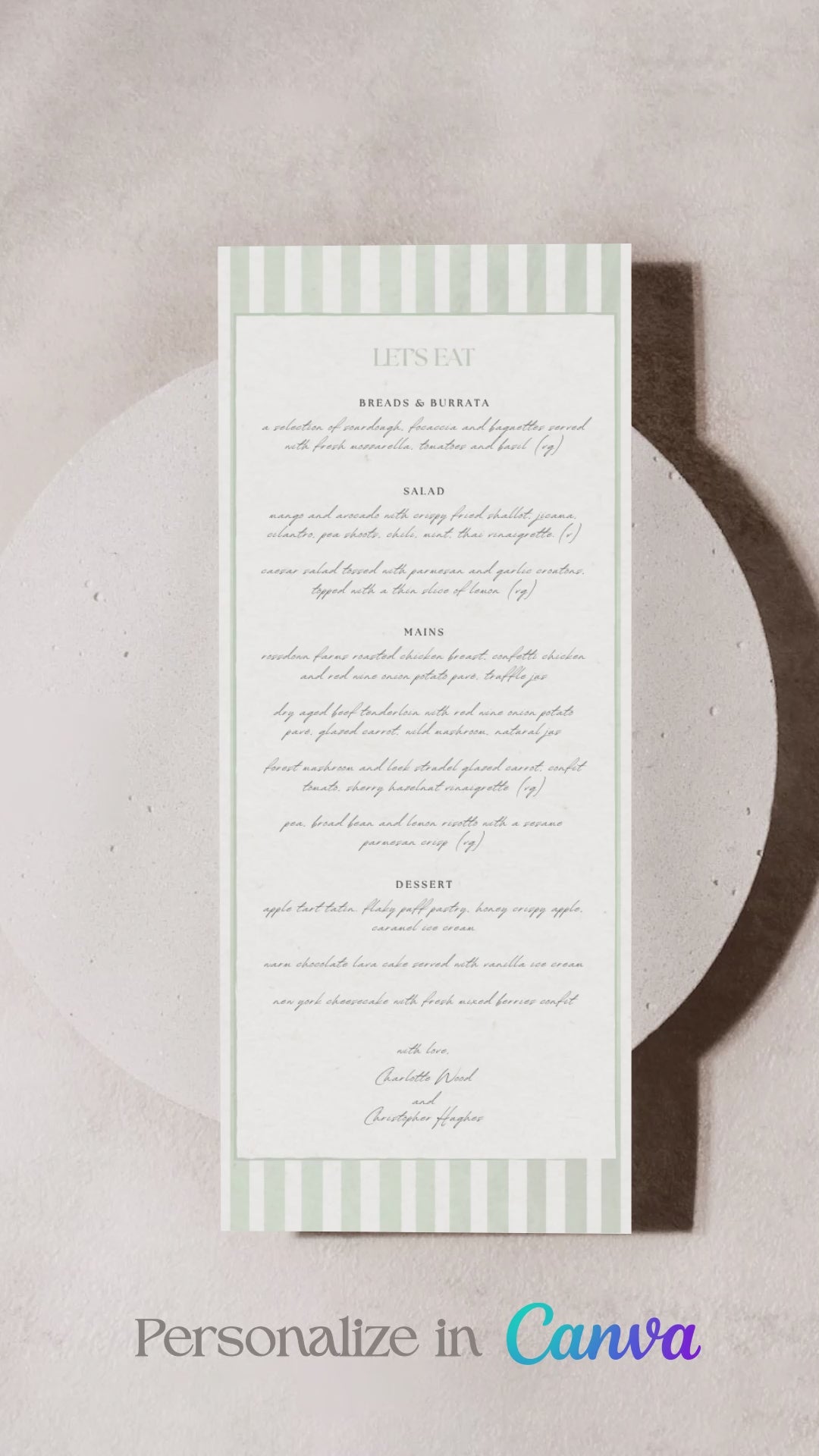 Striped Menu