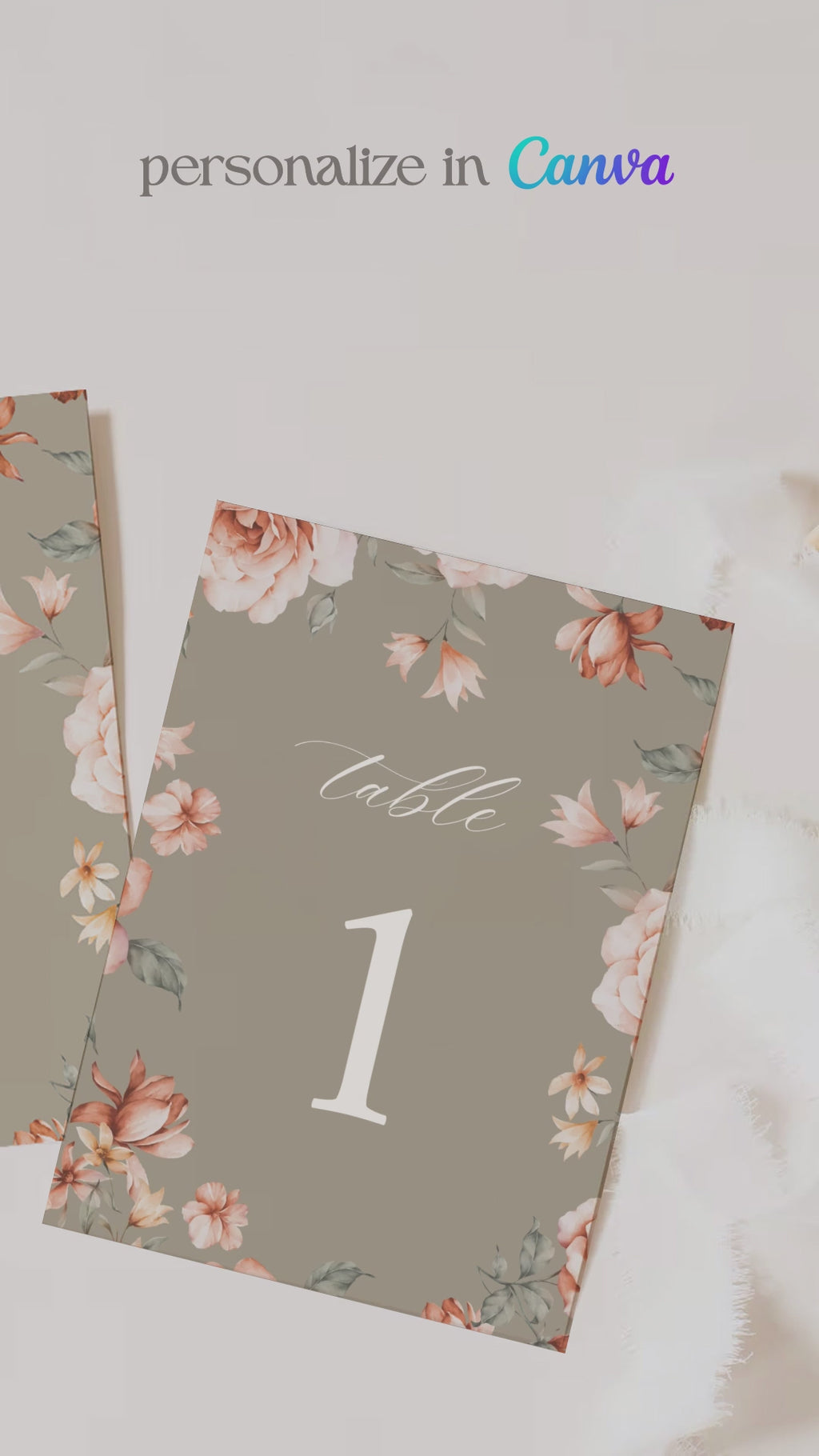 Floral Wedding Table Numbers. Event Table Numbers. Shades of Green, orange and beige. Orange roses. Baby Shower. Indian Wedding. Birthday and Celebration. Engagement Stationery. Wedding Stationery. DIY Stationery. Digital Download. Canva. Indian Weddings. Reception. Personalize. Customize. Anand Karaj, Mehndi, Sangeet, Haldi