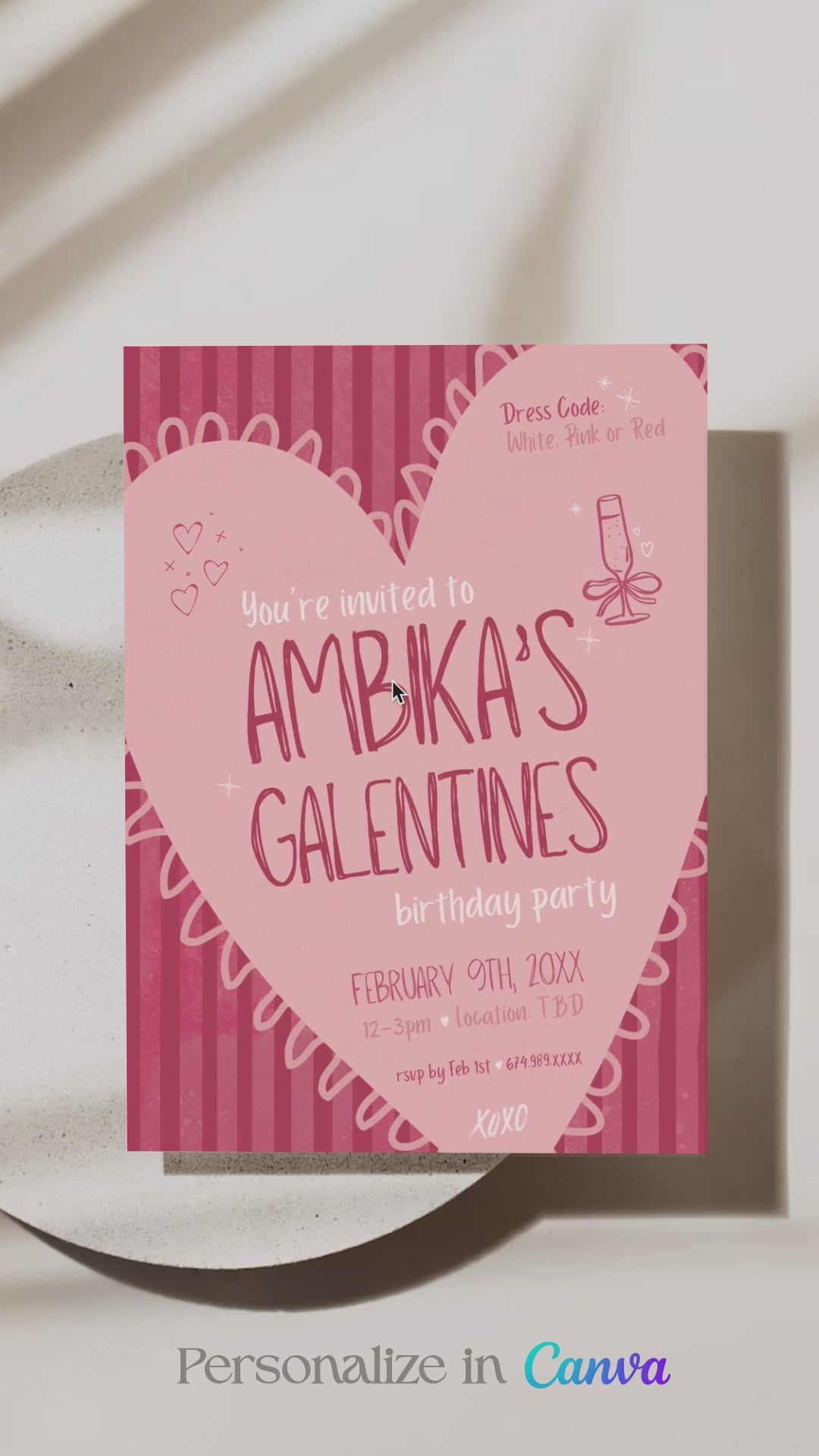 Galentine Red Invite