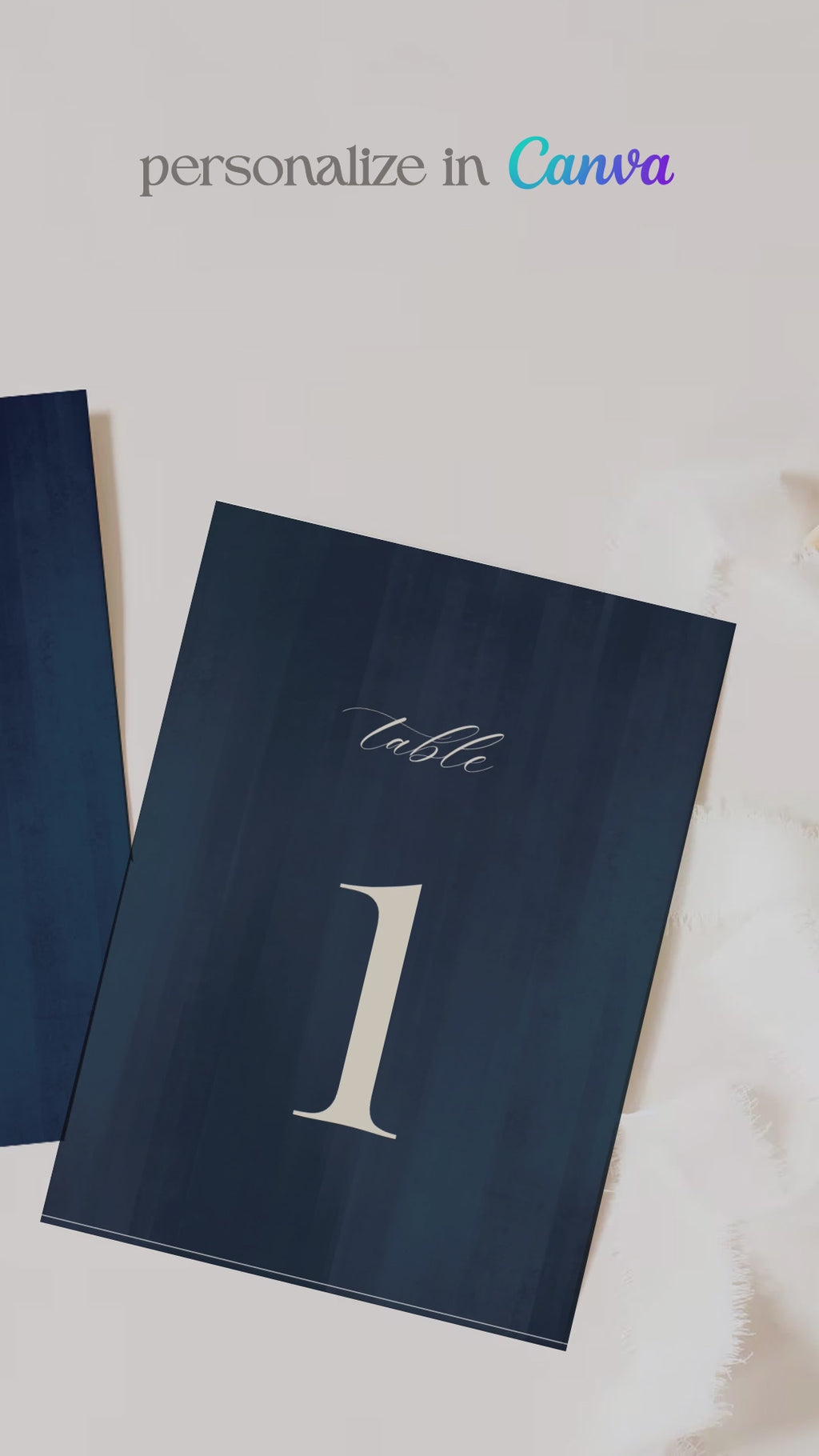 Elegant Wedding Table Numbers. Event Table Numbers. Navy blue texture. serif font. Baby Shower. Birthday and Celebration. Engagement Stationery. Wedding Stationery. DIY Stationery. Digital Download. Canva. Indian Weddings. Reception. Personalize. Customize.