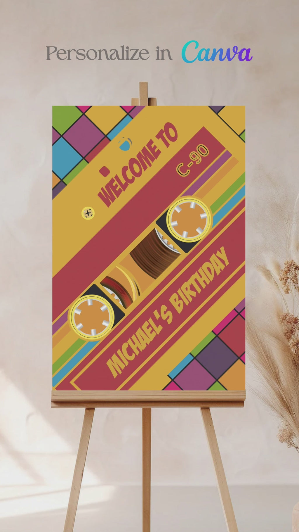 90's Retro Cassette Sign