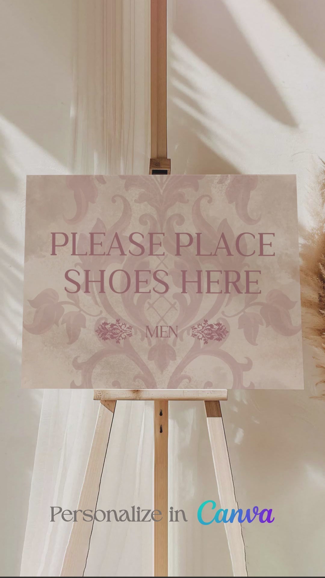 Brown & Pink French Baroque Welcome Sign with shades of brown. Washroom Directional sign. Please cover your head sign for hindu and sikh weddings. Please disconnect from your device sign. Bridal Shower stationery. Baby Shower Signage. Engagement Signage. Outdoor wedding signage. Personalize and customize in Canva. Digital Download. Print anywhere in the World at your local printer