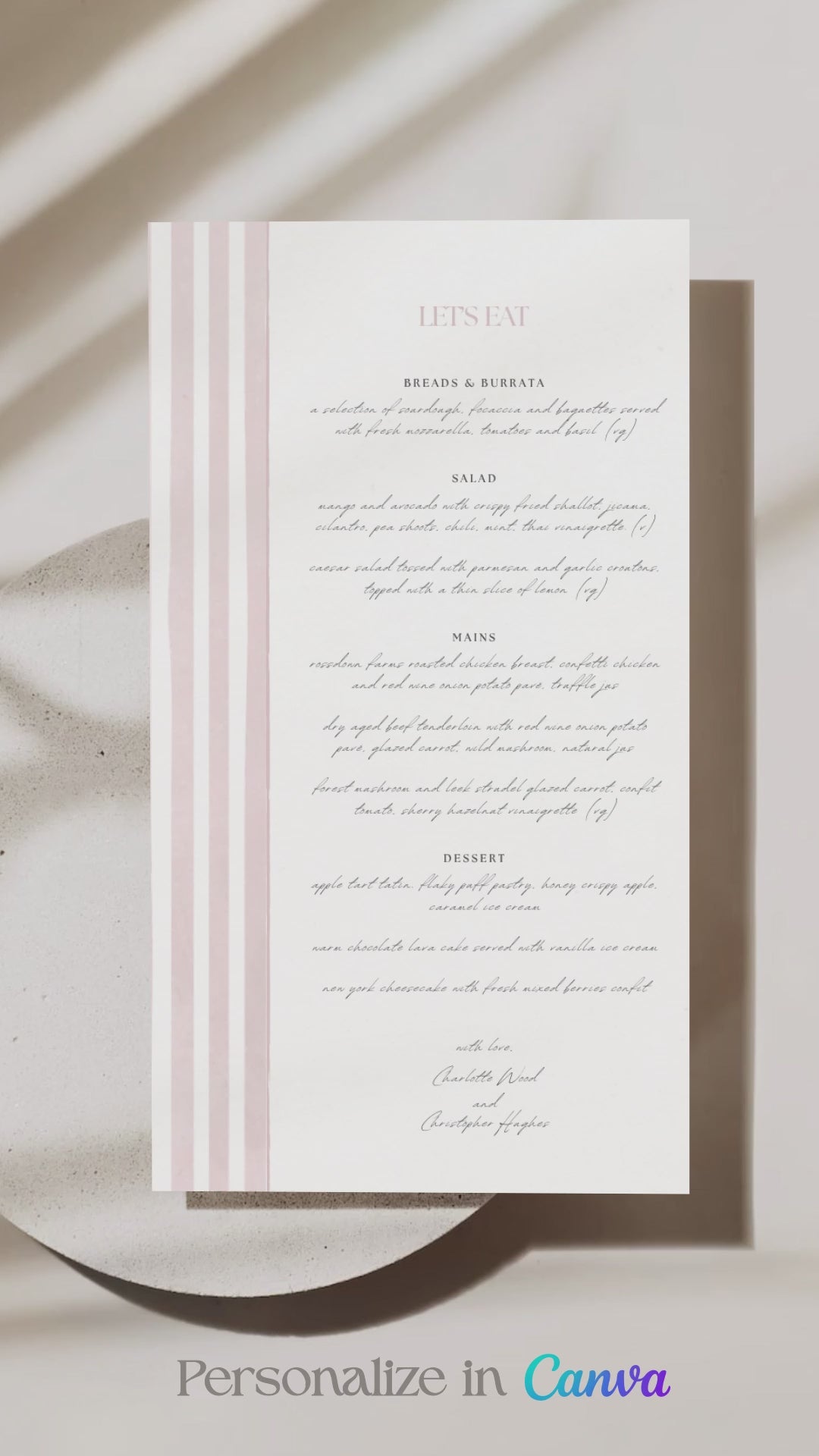 Striped Menu